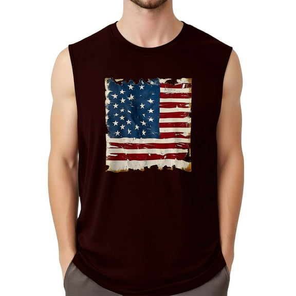 GIPQJK Men's Tank Tops 2025 Trendy American Flag Graphic Crew Neck Sleeveless Shirts Independence Day Patriotic Graphic Muscle Tank Tops,Black 2XL