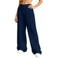 thumbnail image 1 of GIPQJK Palazzo Pants for Women Elastic High Waist Lounge Flowy Work Trousers Tie Knot Cropped Summer Beach Pants with Pockets,Navy S, 1 of 6