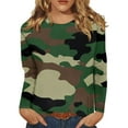 thumbnail image 1 of GIPQJK Plus Size Shirt for Women Long Sleeve Loose Fall Tunic Tops Dressy Casual Crew Neck Shirts Camouflage Print Tunic Blouse Shirt,Dark Green 3XL, 1 of 5