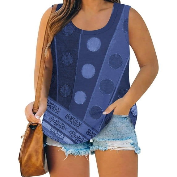 GIPQJK Plus Size Sleeveless Tank Tops for Women Scoop Neck Sleeveless Shirts Soild Color Beach Blouse Fashion Sleeveless Tops Vest T-Shirt,Purple L
