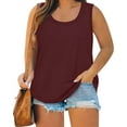 thumbnail image 1 of GIPQJK Womens Tank Tops Plus Size 2025 Trendy Scoop Neck Sleeveless T-Shirts Soild Color Beach Blouse Lightweight Sleeveless Tops Vest T-Shirt,Deep Red XL, 1 of 5