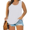 thumbnail image 1 of GIPQJK Plus Size Tank Tops for Women Summer Trendy Crew Neck Sleeveless Tops Casual Cotton Soild Color Workout Tank Tops Lightweight Sleeveless Tops Vest T-Shirt,White 3XL, 1 of 5