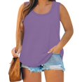 thumbnail image 1 of GIPQJK Plus Size Tank Tops for Women S-4x Scoop Neck Sleeveless Tops Loose Solid Workout Tank Tops Fashion Sleeveless Tops Vest T-Shirt,Purple 4XL, 1 of 5