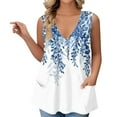 thumbnail image 1 of GIPQJK Plus Size Tank Tops for Women V Neck Casual Loose Fit Sleeveles Tanks Floral Print 2025 Summer Tees Blouses with Pockets,Blue 2XL, 1 of 5