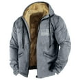 thumbnail image 1 of GIPQJK Plus Size Warm Winter Coats for Men American Flag Print Fleece Lined Hood 2024 Winter Coats Fall Winter Big and Tall Full Zip Sherpa Warm Outwear with Pockets,Gray 2XL, 1 of 3