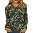 thumbnail image 1 of GIPQJK Short Shirts for Women 2024 Vacation Trendy Scoop Neck Stylish Sweatshirts Tops Plus Size Long Sleeve Camouflage Print Dressy Casual Basic Pullover Dark Green,S, 1 of 5