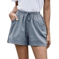 thumbnail image 1 of GIPQJK Shorts for Women Elastic Waist Drawstring Comfy Loose Shorts Vacation Fashion Pleated Wide Leg Clothes with Pockets,Gray L, 1 of 7