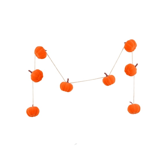 GIPQJK Summerween 1 Piece Hairy Pumpkin Skewers Flocked Decoration with Leaves for Thanksgiving Fall Holiday Table Centerpiece Halloween Vine Prop Atmosphere orange