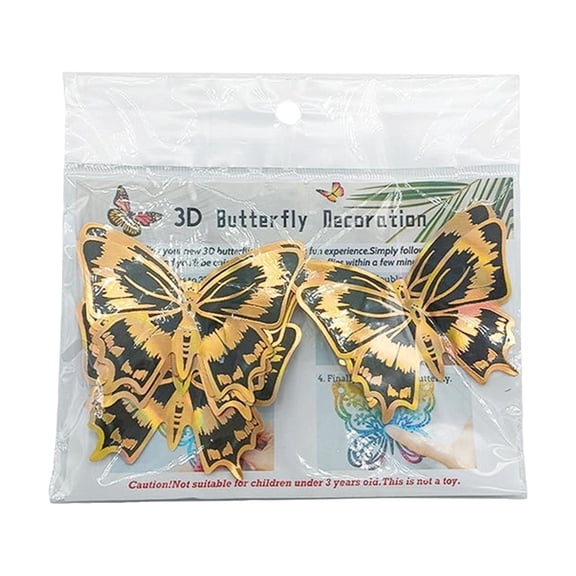 GIPQJK Summerween 3D Gold Foil Butterfly Wall Decals, Removable Golden Border Stickers for Living Room Bedroom Wedding Party Home Decor B