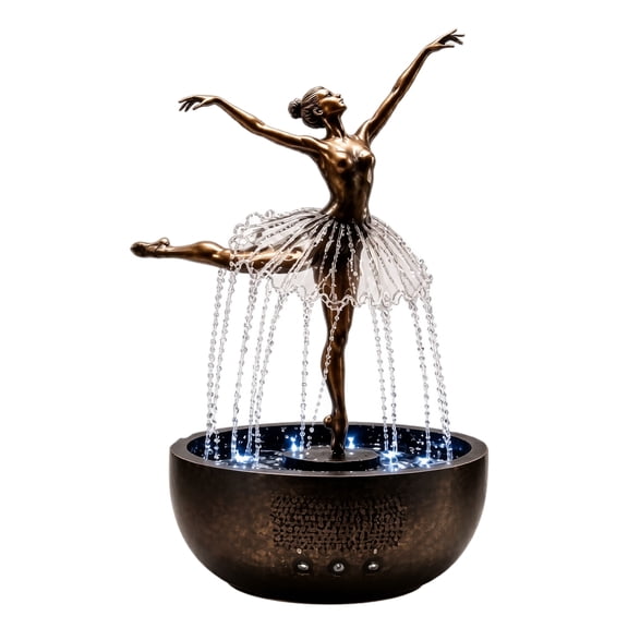 GIPQJK Summerween Ballerina Tabletop Fountain USB Powered Ballet Dancer Water Feature Indoor Desk Decor for Home Office Zen Relaxation Gift copper
