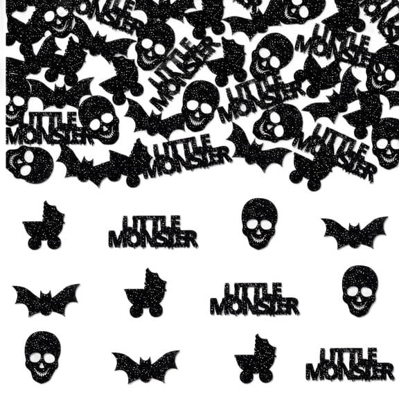 GIPQJK Summerween Black Halloween Party Confetti, 100pcs Skull Bat Ghost Throwing Paper Scraps for Birthday Decorations, Spooky Gothic Table Scatter Supplies black
