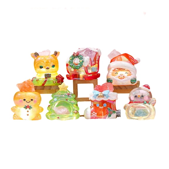 GIPQJK Summerween Christmas Blind Box Blessing Crystal Spirit Figure Random Surprise Gift for Xmas Eve Holiday Party Decoration Collectible Toy 1pc Multicolor