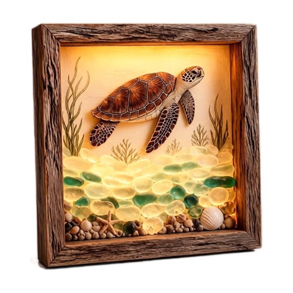 GIPQJK Summerween Coastal Lighthouse Night Light Decoration, LED Ocean Scene Shadow Box Lamp for Home Bedroom Party Decor, One Size D