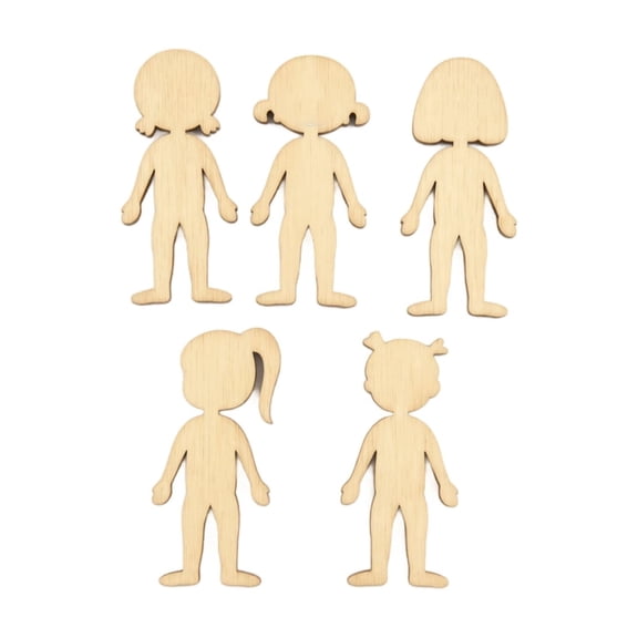 GIPQJK Summerween DIY Handmade Wooden Boy and Girl Drawing Chips 50 Pieces Random Style Craft Kit for Kids Arts Education Activity Toys B