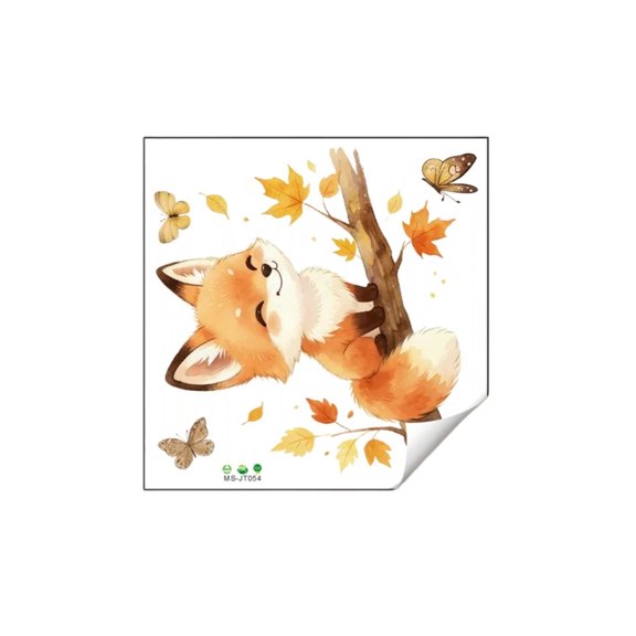 GIPQJK Summerween Fall Maple Leaf Wall Decals Cute Fox Stickers for Living Room Bedroom Window Glass Decor Autumn Vinyl a