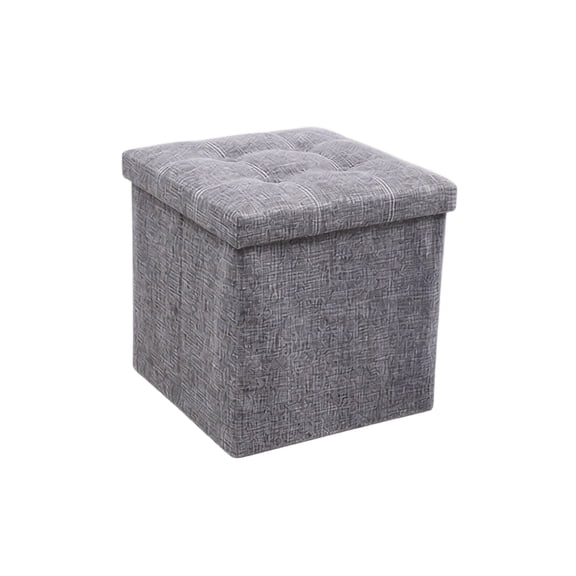 GIPQJK Summerween Foldable Storage Ottoman, Square Linen Footstool with Padded Seat, Multipurpose Cube Box for Bedroom Living Room Entryway Shoe Changing, Gray Gray