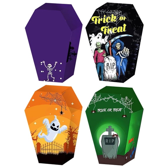 GIPQJK Summerween Halloween Candy Boxes 3D Coffin Shaped Gift Boxes for Party Favors Goodie Bags Treat Containers Decoration Props Snack Packaging Paper Box Set One Size