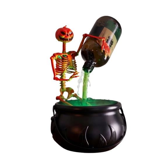 GIPQJK Summerween Halloween Witch Cauldron Decoration with LED Smoke Effect, Floating Bottle Mist Generator for Indoor Outdoor Party Home Decor, 1 Set A
