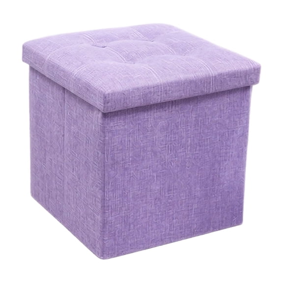 GIPQJK Summerween Purple Square Storage Ottoman, Foldable Linen Footstool with Padded Lid, Space Saving Cube Seat for Living Room Bedroom Entryway Shoe Changing Purple
