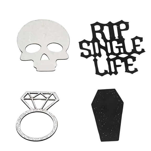 GIPQJK Summerween RIP Single Life Halloween Skull Paper Scrap 100pcs,Funny Bachelorette Party Decorations Table Scatter Confetti with Coffin Ring for Bridal Shower Wedding Engagement Supplies black