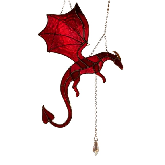 GIPQJK Summerween Red Dragon Acrylic Light Catcher, Hanging Prism Suncatcher for Window Home Garden Decor, Photography Reflector Panel Gift Red
