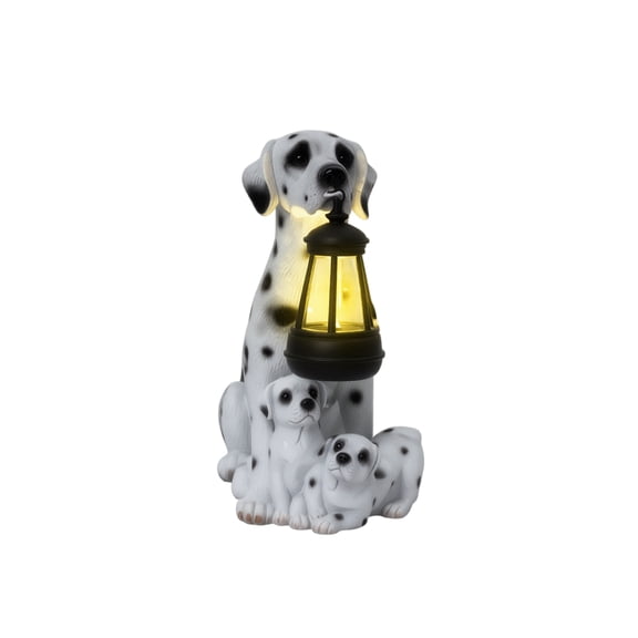 GIPQJK Summerween Solar Lantern Dog Garden Light, Spotted Labrador Statue Holding Lamp, Outdoor Decorative Ornament for Yard Patio Lawn, Resin Pet Crafts a
