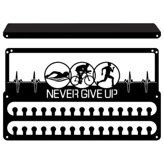 GIPQJK Summerween Wall Display Rack with Hooks for Award Display, Iron Medal Holder Shelf Organizer for Sports Trophies Ribbons Home Gym Decor Black 16.5x12.6 Inch Black