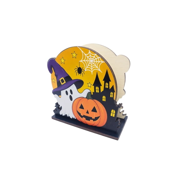 GIPQJK Summerween Wooden Halloween Tissue Holder Ghost Pumpkin Desktop Decoration for Home Kitchen Table Party Festive Seasonal Decor Storage Organizer B