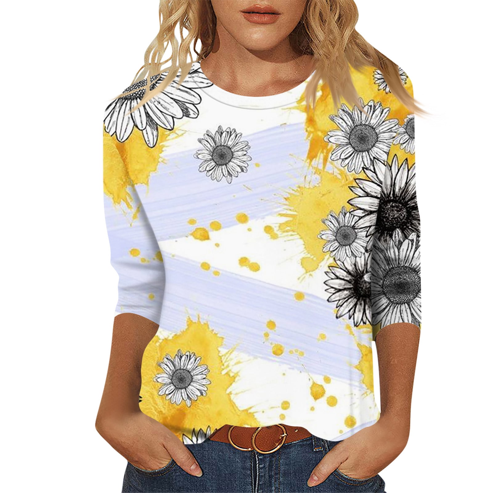 Umsuhu Sunflower Graphic Tank Top For Women - Summer Sleeveless Loose Fit Casual Tee - View #9