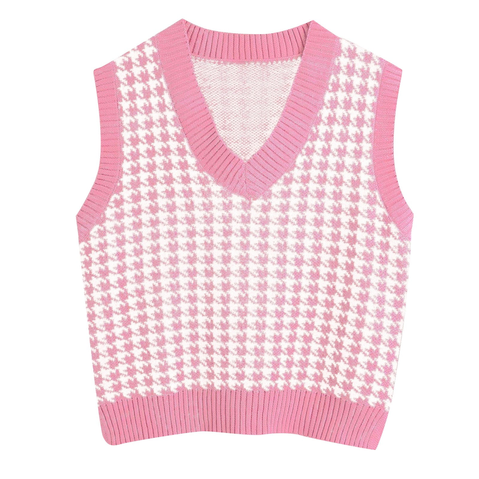 ZYXTIM Sweater Vest For Women Sleeveless V Neck Solid Loose Knitwear Tank Tops Argyle Plaid Preppy Style Pullover Sweater Black At Women's Clothing Store