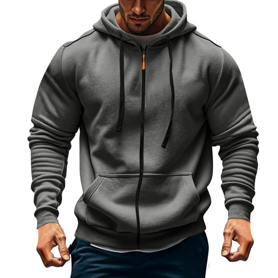 GIPQJK Tactical Hoodies for Men Full-Zip Fleece Lined Hooded Jackets Solid Color Casual Loose Outdoor Sweatshirts Zipper Long Sleeve Hooded Jacket,Dark Gray 4XL