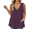 thumbnail image 1 of GIPQJK Tank Top for Women Plus Size Deep V Neck Sleeveless Tunic Shirts Loose Fit Floral Print Summer Tees Blouses with Pockets,Dark Purple 3XL, 1 of 5
