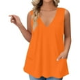 thumbnail image 1 of GIPQJK Tank Top for Women Plus Size V Neck Sleeveless Shirt Loose Fit Floral Print 2025 Summer Tees Blouses with Pockets,Orange 4XL, 1 of 5