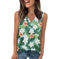 thumbnail image 1 of GIPQJK Tank Tops for Women V Neck Hawaii Beach Vacation Sleeveless Tees Casual Loose Fit Fashion Cute Tunic Tops,Dark Green L, 1 of 4