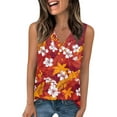 thumbnail image 1 of GIPQJK Tank Tops for Women V Neck Hawaiian Beach Vacation Sleeveless Shirts Casual Loose Fit Fashion Cute Clothes,Red 3XL, 1 of 4