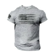 GIPQJK Usa Flag T Shirts for Men 4x-5x Patriotic Graphic Short Sleeve Tees 4th Of July Plus Size O-Neck Gym Tops Casual Tee Shirts,Gray 4XL