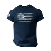 GIPQJK Usa Flag T Shirts for Men 4x-5x Patriotic Graphic Short Sleeve Tees 4th Of July Plus Size O-Neck Workout Tops Loose Fit T-Shirts,Navy L