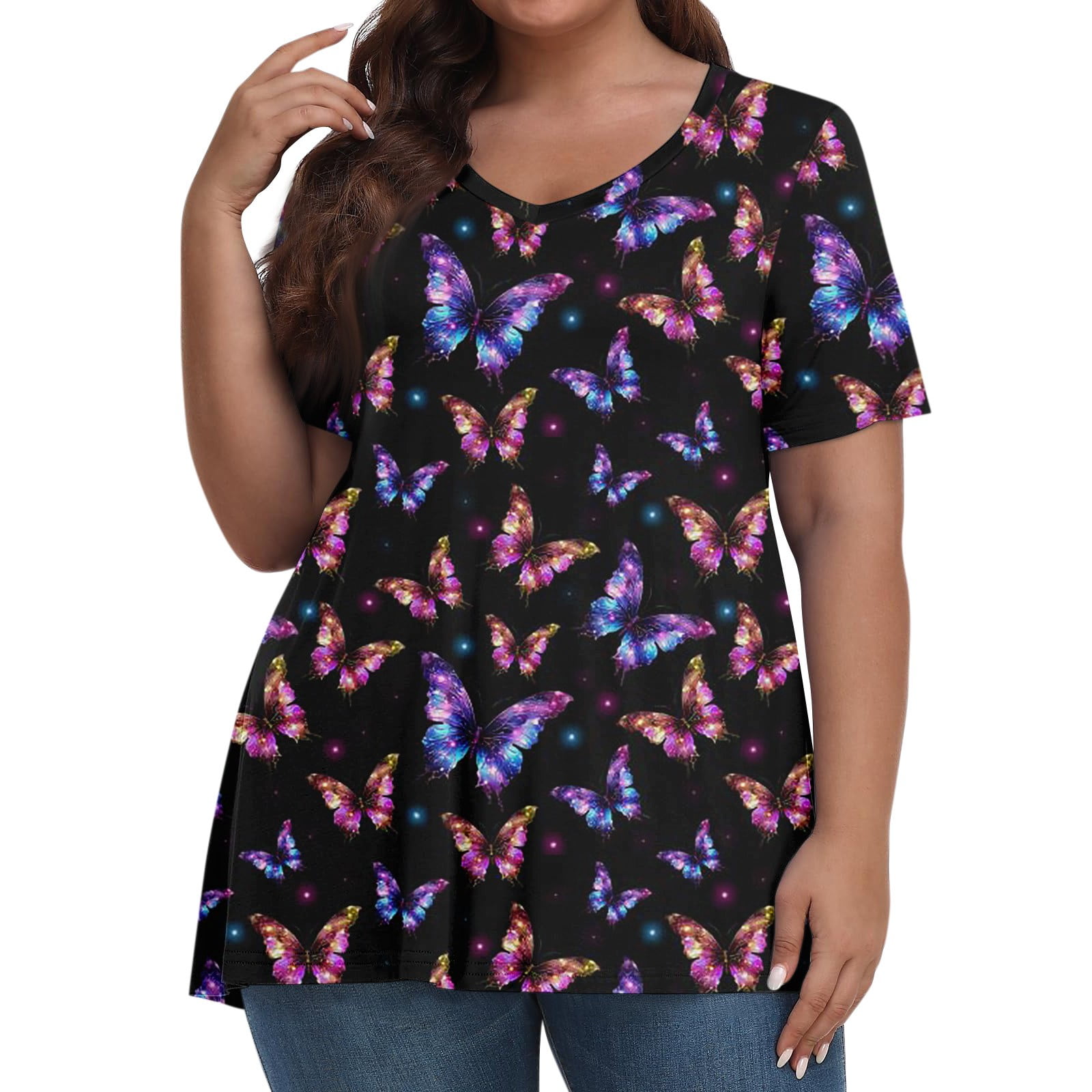 Siddhe Women's Plus Size Short Sleeve Tunic Top - Loose Fit Square Neck Blouse, Beige XXL - View #6