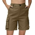 thumbnail image 1 of GIPQJK Women cargo Shorts Elastic Waist Knee Length Hiking Outdoor Lounge Shorts Golf Active Bermuda Shorts with Pockets,Light Brown L, 1 of 4