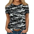 thumbnail image 1 of GIPQJK Women's Camo T-Shirt 2024 Summer Graphic Short Sleeve Tunic Tops Crew Neck Leisure Comfy T-Shirts,Black XL, 1 of 5