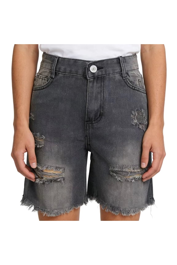 Women's Denim Shorts Hight Waist Summer Ripped Stretch Skinny Hot Shorts Sexy Casual Frayed Raw Hem Beach Vacation Jean,Gray M