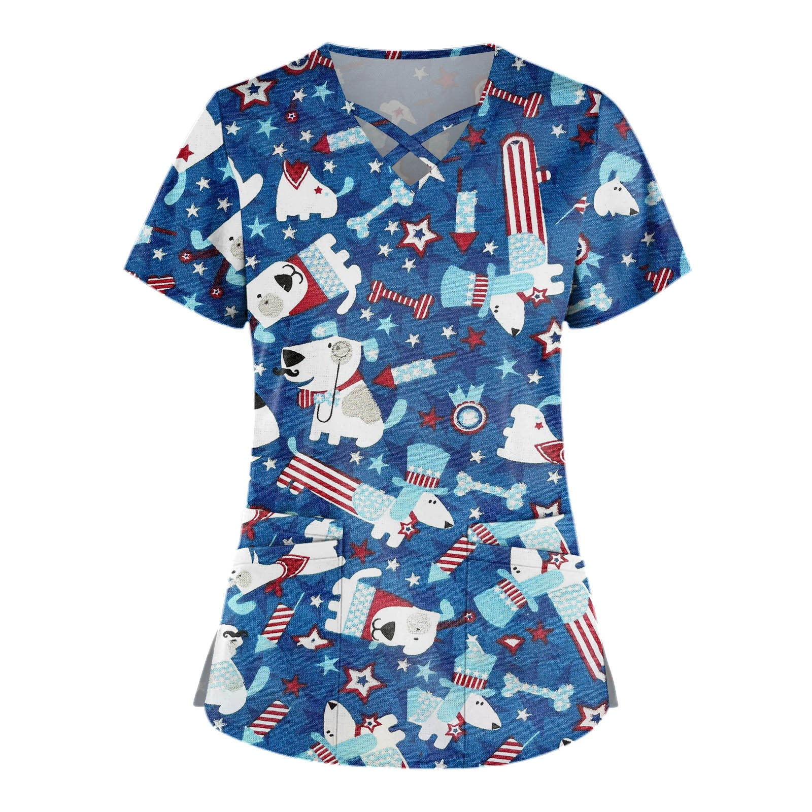 GIPQJK Womens American Flag Printed Scrubs Stretchy Independence Day
