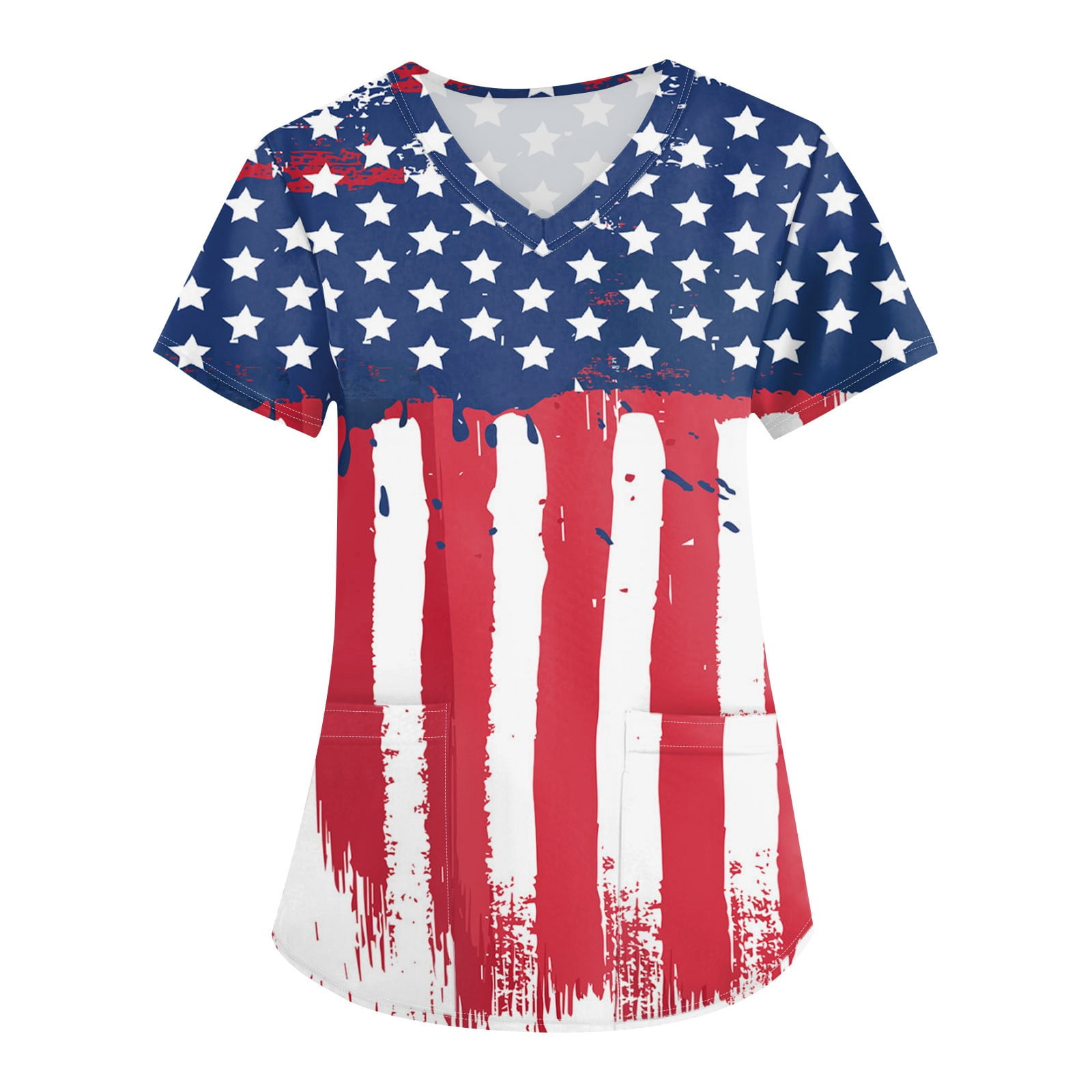GIPQJK Womens American Flag Printed Scrubs Stretchy Independence Day
