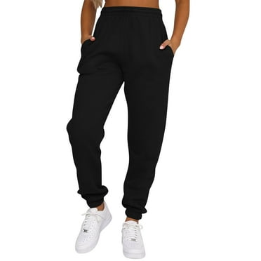 GIPQJK Womens Drawstring Pants Wide Leg High Waisted Sweatpants Baggy Trendy Workout Flared Pants Casual Joggers with Pockets,Black M