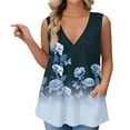 thumbnail image 1 of GIPQJK Womens Sleeveless Tank Tops Plus Size Deep V Neck Sleeveless Shirt Loose Fit Floral Print 2025 Summer Outfits Clothes with Pockets,Royal Blue L, 1 of 5