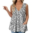 thumbnail image 1 of GIPQJK Womens Sleeveless Tank Tops Plus Size V Neck Sleeveless Shirt Loose Fit Floral Print Summer Workout Tank Top with Pockets,Gray 4XL, 1 of 5