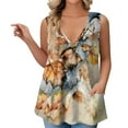 thumbnail image 1 of GIPQJK Womens Tank Tops Plus Size Deep V Neck Sleeveless Shirt Casual Loose Fit Floral Print Summer Tees Blouses with Pockets,Orange L, 1 of 5