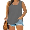 thumbnail image 1 of GIPQJK Womens Tank Tops Plus Size Summer Crew Neck Sleeveless Tees Loose Solid Beach Blouse Fashion Sleeveless Tops Vest T-Shirt,Gray XL, 1 of 5