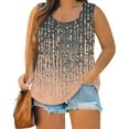 thumbnail image 1 of GIPQJK Womens Tank Tops Plus Size Summer Trendy Scoop Neck Sleeveless Tunic Tees Loose Solid Beach Blouse Fashion Sleeveless Tops Vest T-Shirt,Dark Gray XL, 1 of 5