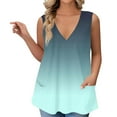 thumbnail image 1 of GIPQJK Womens Tank Tops Plus Size V Neck Sleeveless Shirt Casual Floral Print 2025 Summer Tees Blouses with Pockets,Light Blue XL, 1 of 5